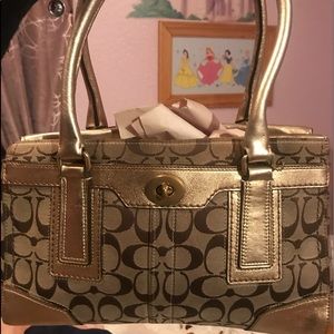 Gold Coach Hand bag